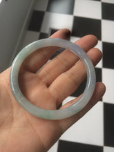 Load image into Gallery viewer, 55.4mm certified type A 100% Natural icy light purple with green floating flowers round cut Jadeite Jade bangle M80-0137