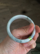 Load image into Gallery viewer, 53.9mm Certified Type A 100% Natural white/purple with green floating flowers Jadeite Jade bangle U71-2697