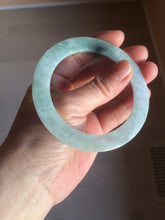 Load image into Gallery viewer, 55mm type A 100% Natural light green thin flat style Jadeite Jade bangle AQ59