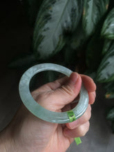Load image into Gallery viewer, 52mm Certified Type A 100% Natural super watery green flat style Jadeite bangle L110-0036
