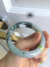 Load image into Gallery viewer, 58.5mm certificated Type A 100% Natural green/white Jadeite Jade bangle L86-1287
