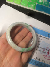 Load image into Gallery viewer, 50mm Certified Type A 100% Natural sunny green/white Jadeite Jade bangle AF60-0755