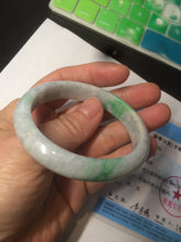 Load image into Gallery viewer, 50mm Certified Type A 100% Natural sunny green/white Jadeite Jade bangle AF60-0755