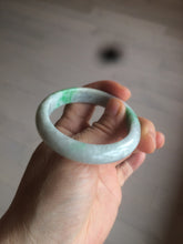 Load image into Gallery viewer, 50mm Certified Type A 100% Natural sunny green/white Jadeite Jade bangle AF60-0755