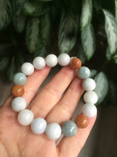 Load image into Gallery viewer, 10.5-11.5mm 100% natural type A colourful red/green/purple/white jadeite jade beads bracelet S-B