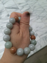 Load image into Gallery viewer, 10.5-11.5mm 100% natural type A colourful red/green/purple/white jadeite jade beads bracelet S-B