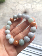 Load image into Gallery viewer, 10.5-11.5mm 100% natural type A colourful red/green/purple/white jadeite jade beads bracelet S-B