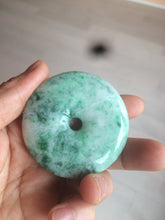 Load image into Gallery viewer, 100% Natural sunny green/pink/purple tropical beach jadeite Jade Safety Guardian Button(donut) Pendant/worry stone X123