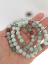 Load image into Gallery viewer, 7.8-8mm 100% Natural type A light green/red/white jadeite jade beads necklace SN-2