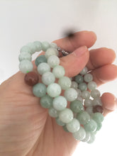 Load image into Gallery viewer, 7.8-8mm 100% Natural type A light green/red/white jadeite jade beads necklace SN-2