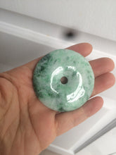 Load image into Gallery viewer, 100% Natural sunny green/pink/purple tropical beach jadeite Jade Safety Guardian Button(donut) Pendant/worry stone X123