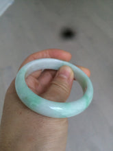 Load image into Gallery viewer, 50.5mm Certified Type A 100% Natural sunny green/white Oval Jadeite Jade bangle AD55