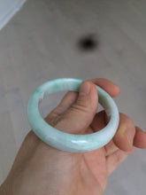 Load image into Gallery viewer, 50.5mm Certified Type A 100% Natural sunny green/white Oval Jadeite Jade bangle AD55