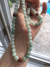 Load image into Gallery viewer, 7.8-8mm 100% Natural type A light green/red/white jadeite jade beads necklace SN-2