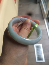 Load image into Gallery viewer, 56.7mm certified type A 100% Natural light green/blue Jadeite Jade bangle AB2-1325