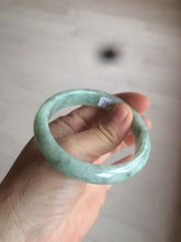 Load image into Gallery viewer, 52.5mm Certified Type A 100% Natural green/gray oval Jadeite Jade  bangle U124-7143