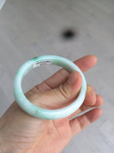 Load image into Gallery viewer, 50.5mm Certified Type A 100% Natural sunny green/white Oval Jadeite Jade bangle AD55