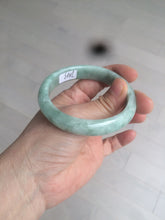 Load image into Gallery viewer, 52.5mm Certified Type A 100% Natural green/gray oval Jadeite Jade  bangle U124-7143