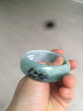 Load image into Gallery viewer, 53mm Certified type A 100% Natural light green/yellow/black broad style oval jadeite jade bangle X96-1036