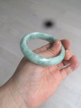 Load image into Gallery viewer, 52.5mm Certified Type A 100% Natural green/gray oval Jadeite Jade  bangle U124-7143