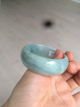 Load image into Gallery viewer, 53mm Certified type A 100% Natural light green/yellow/black broad style oval jadeite jade bangle X96-1036