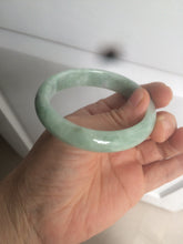 Load image into Gallery viewer, 52.5mm Certified Type A 100% Natural green/gray oval Jadeite Jade  bangle U124-7143