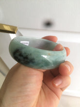 Load image into Gallery viewer, 53mm Certified type A 100% Natural light green/yellow/black broad style oval jadeite jade bangle X96-1036