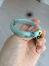 Load image into Gallery viewer, 53.5mm Certified type A 100% Natural light green/yellow/green floating flower oval jadeite jade bangle AC32-5313