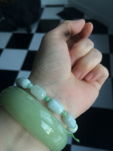 Load image into Gallery viewer, 100% natural green/white type A jadeite jade Capsule bead bracelet AE-bracelet