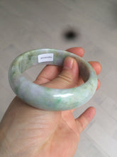Load image into Gallery viewer, 56.5mm certificated Type A 100% Natural sunny green/purple/yellow  Monet’s Water Lilies Jade bangle E62-1029