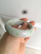 Load image into Gallery viewer, 56.5mm certificated Type A 100% Natural sunny green/purple/yellow  Monet’s Water Lilies Jade bangle E62-1029