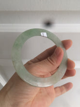 Load image into Gallery viewer, 55.5mm Certified Type A 100% Natural icy watery sunny green/white snowy thin style Jadeite bangle AB58-0425