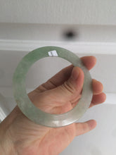 Load image into Gallery viewer, 55.5mm Certified Type A 100% Natural icy watery sunny green/white snowy thin style Jadeite bangle AB58-0425
