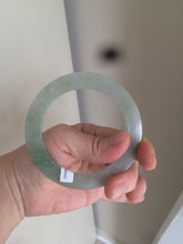 Load image into Gallery viewer, 55.5mm Certified Type A 100% Natural icy watery sunny green/white snowy thin style Jadeite bangle AB58-0425