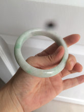 Load image into Gallery viewer, 57.4mm 100% natural Type A sunny green/white jadeite jade bangle K92-1110