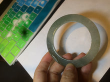 Load image into Gallery viewer, 54mm Type A 100% Natural dark green/gray Jadeite Jade bangle AS52