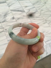 Load image into Gallery viewer, 53.9mm Certified Type A 100% Natural white/purple with green floating flowers Jadeite Jade bangle U71-2697