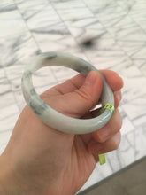 Load image into Gallery viewer, 53.9mm Certified Type A 100% Natural white/purple with green floating flowers Jadeite Jade bangle U71-2697