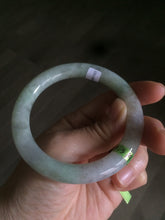 Load image into Gallery viewer, 55mm 100% natural certified light green/purple round cut jadeite jade bangle U18-1151
