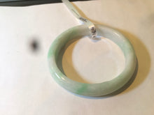 Load image into Gallery viewer, 50.5mm Certified Type A 100% Natural sunny green/white Oval Jadeite Jade bangle AD55