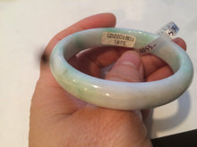Load image into Gallery viewer, 50.5mm Certified Type A 100% Natural sunny green/white Oval Jadeite Jade bangle AD55