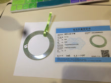 Load image into Gallery viewer, 55.5mm Certified Type A 100% Natural icy watery sunny green/white snowy thin style Jadeite bangle AB58-0425