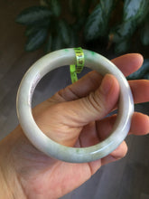 Load image into Gallery viewer, 58mm certificated Type A 100% Natural sunny green/white Jadeite Jade bangle E48-7904