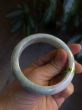 Load image into Gallery viewer, 58mm certificated Type A 100% Natural sunny green/white Jadeite Jade bangle E48-7904