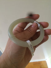 Load image into Gallery viewer, 54.7mm 100% Natural fresh icy light green frosted glass polished nephrite Jade bangle J37-0081