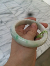 Load image into Gallery viewer, 58mm certificated Type A 100% Natural sunny green/white Jadeite Jade bangle E48-7904
