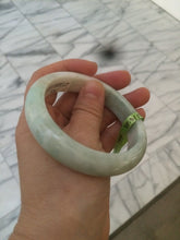 Load image into Gallery viewer, 58mm certificated Type A 100% Natural sunny green/white Jadeite Jade bangle E48-7904