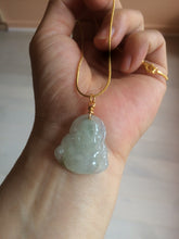 Load image into Gallery viewer, 100% Natural white green happy buddha jadeite Jade pendant necklace AD57