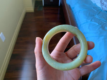 Load image into Gallery viewer, 53.1 mm 100% Natural yellow dots and green Xiu Jade (Serpentine) Chubby bangle T179