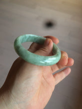 Load image into Gallery viewer, 52.5mm Certified Type A 100% Natural green/gray oval Jadeite Jade  bangle U124-7143